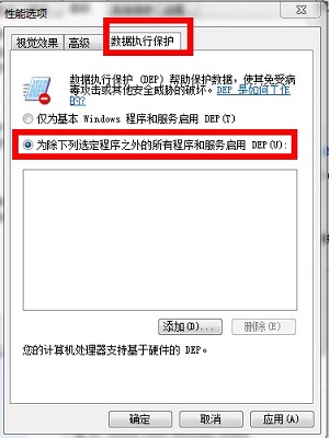 性能选项窗口